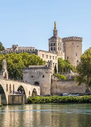 A view from the water on Avignon Cathedral in the Provence
