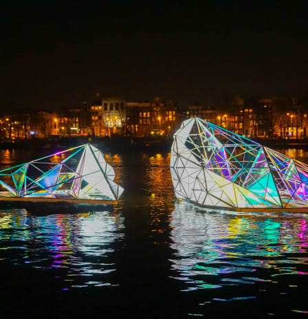 Magical Light Art Sculptures on a Boat