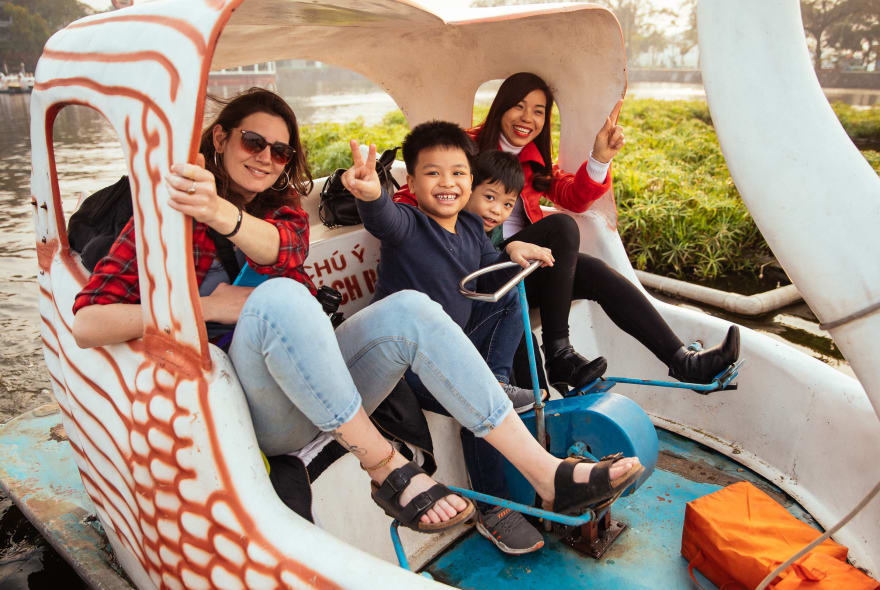 Picture of Family day at Hanoi's West Lake with boat ride