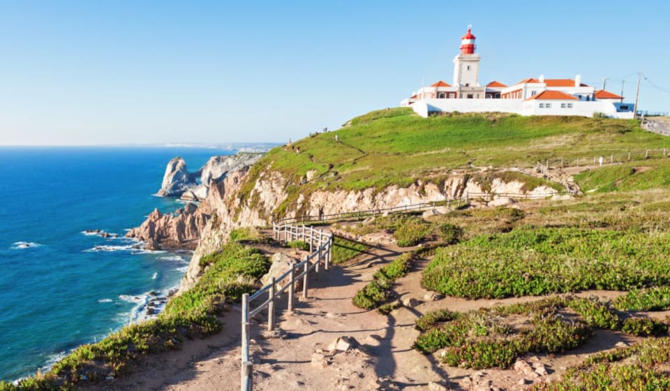 A view on a lighthouse on the cliffs