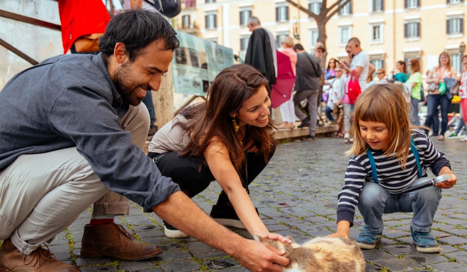 A family with a kid on the streets