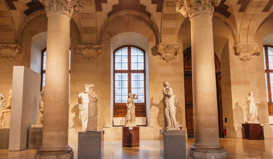 A collection of statues in the Louvre