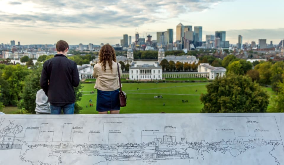 A view on the skyline of London from Greenwich Park