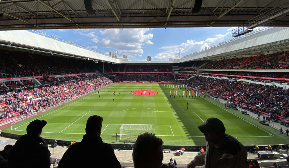 A view inside of the Philips stadium at a match of PSV Eindhoven