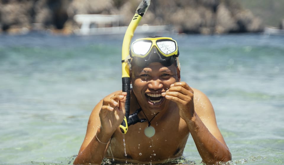 A local snorkeling at the beaches of Bali