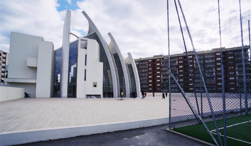 A view on the Jubilee Church or also know as the Sailboat Church in Rome