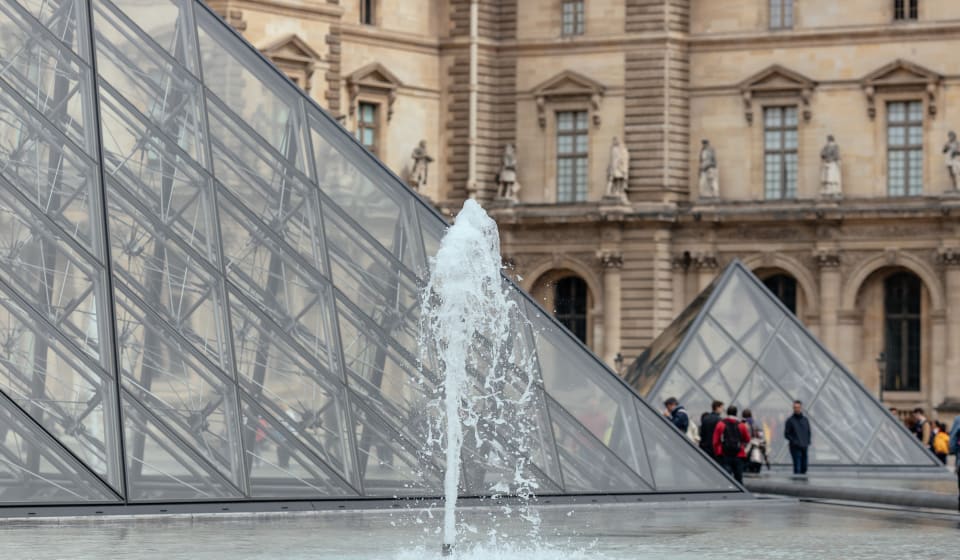 Two pyramids in front of the Louvre