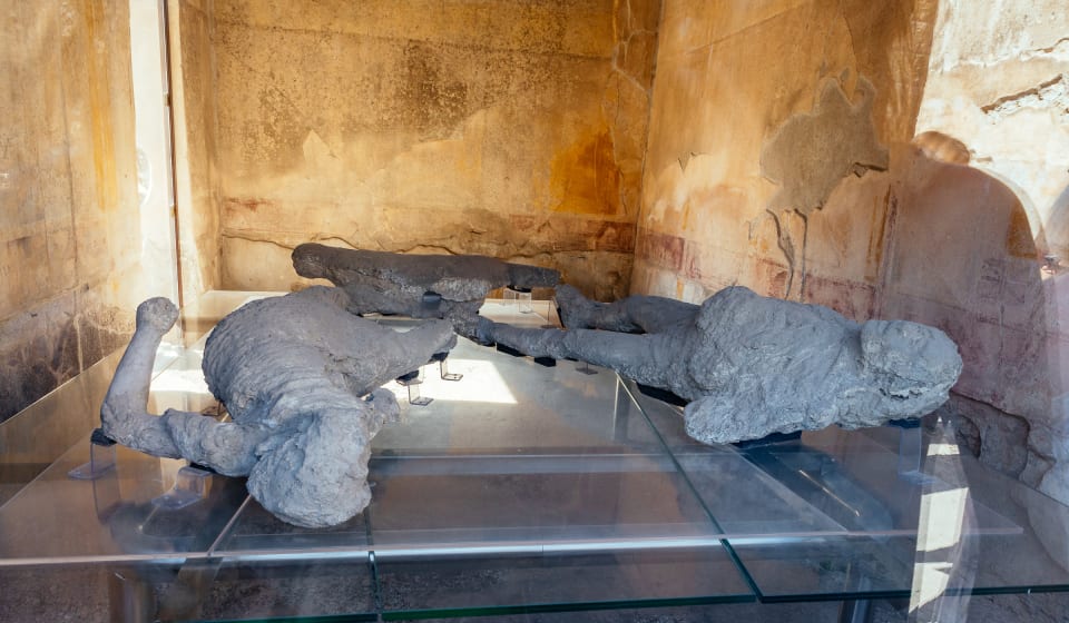 A view on the plaster casts in Pompeii