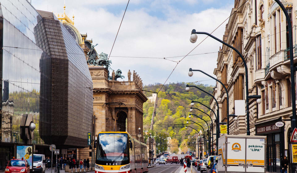Tram in the streets of Prague