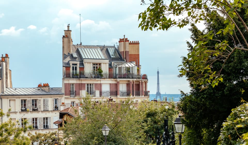 A view on the Eiffel Tower from Montmartre
