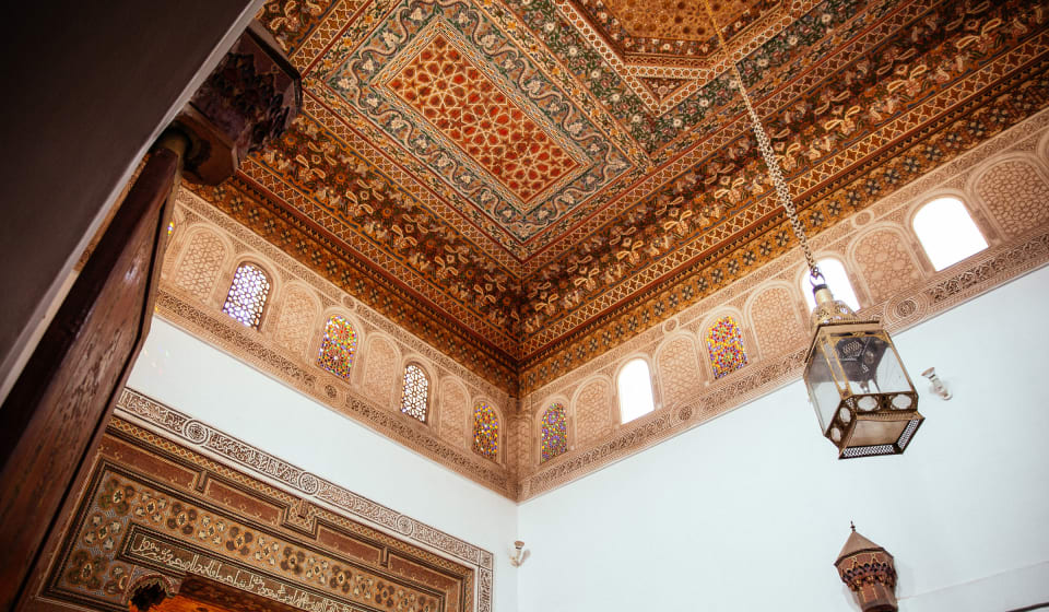 A traditional ceiling in a Moroccan house
