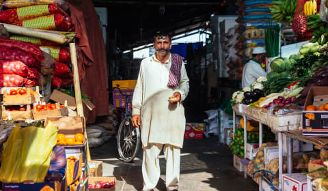 A man on the market streets in Dubai
