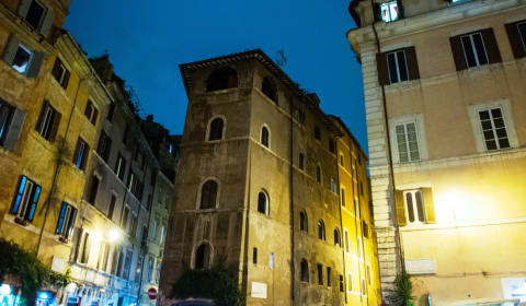 A view on old buildings in the evening in Rome
