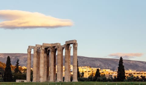 A view on the Temple of Olympian Zeus in Athens
