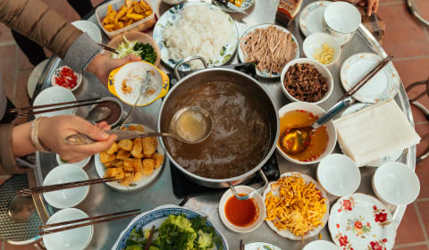 Top down view of Vietnamese food