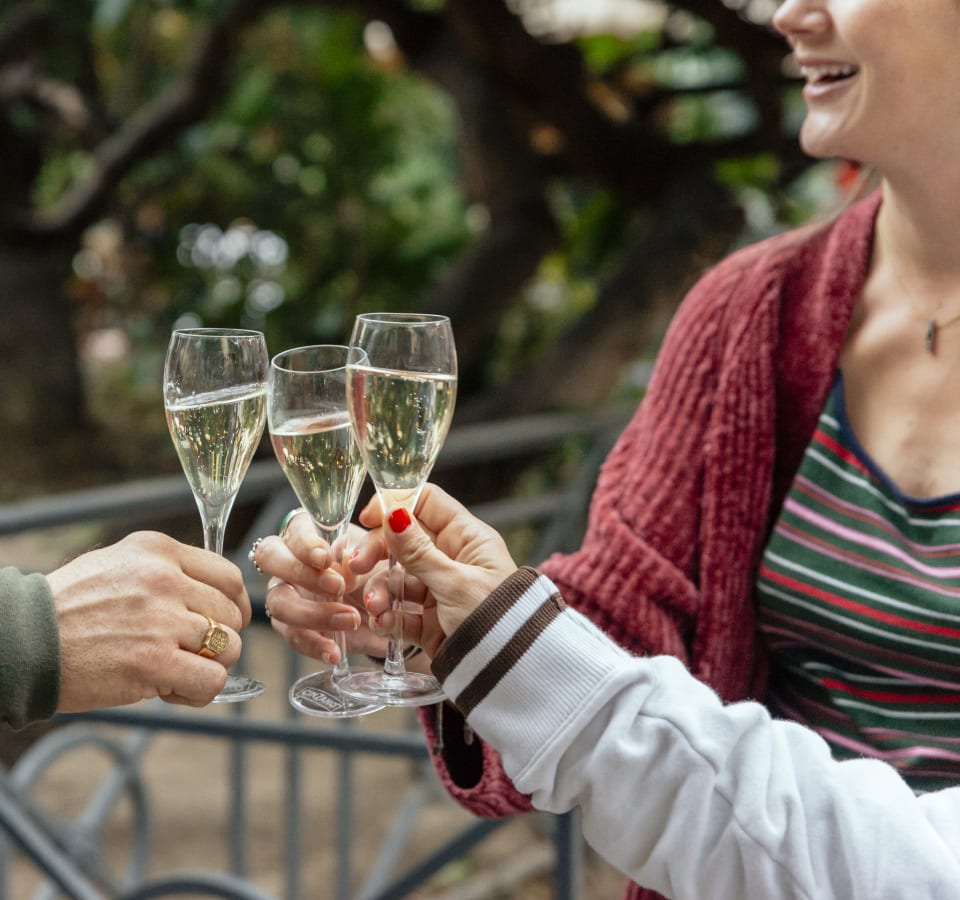 Picture of Prosecco tasting at a local Bacaro, with a local Venetian!