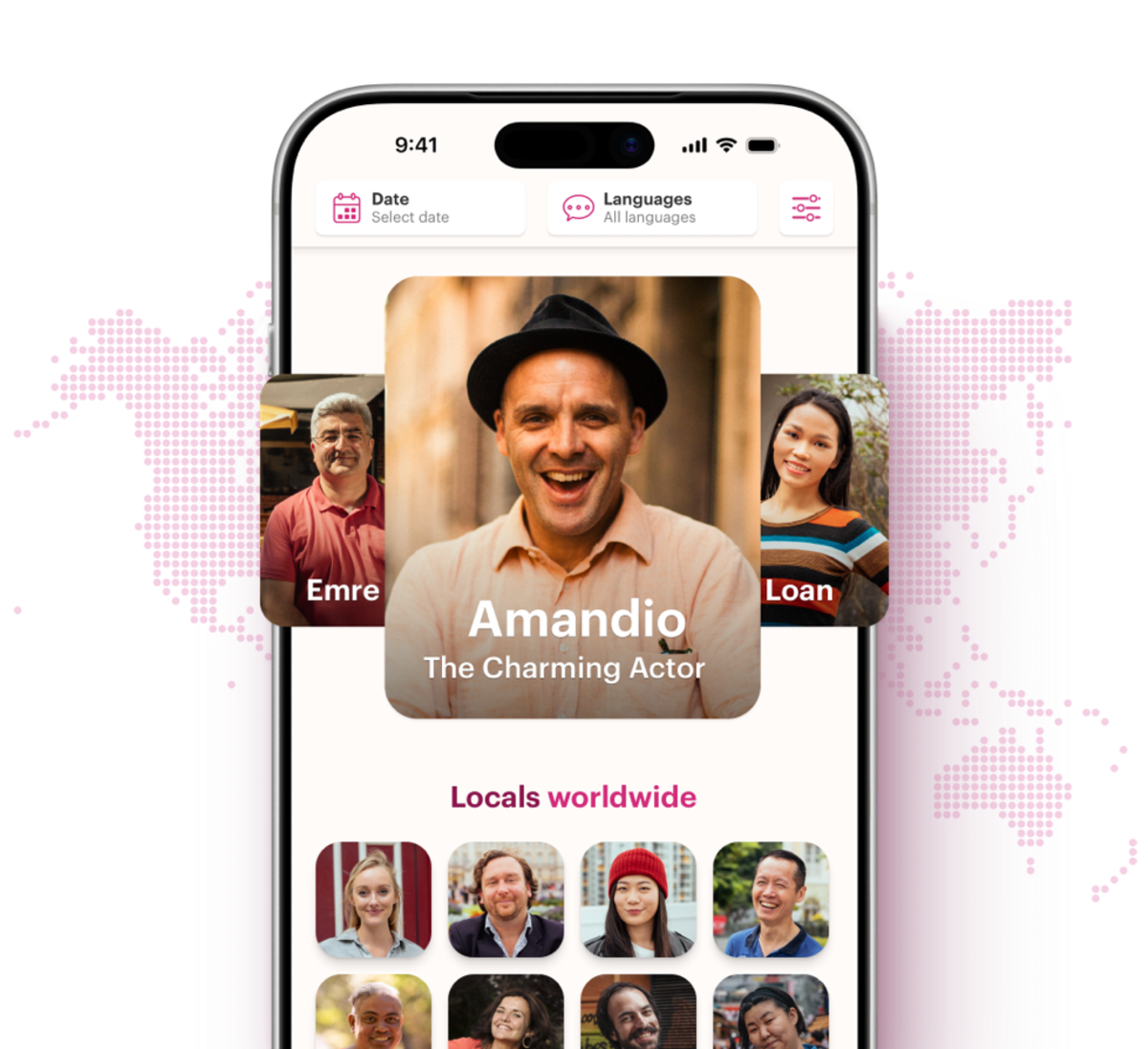 Withlocals app preview showing local hosts worldwide
