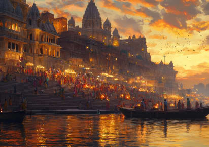 Treasures of Varanasi: Fire Ceremony & Ganga Aarti Experience  in Varanasi - Varanasi_Fire_ceremony_boat.jpg